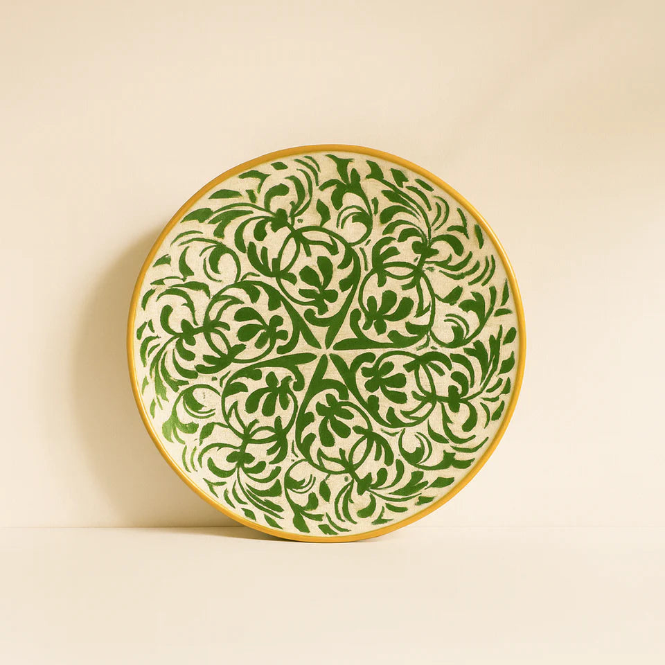 Héraclée – 6er-Set Dessertteller – 19 cm – Steinzeug – Grünes Dekor