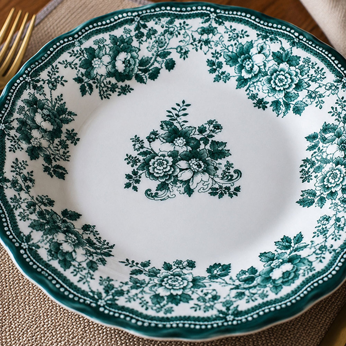 Faustine - Lot De 6 Assiettes Plates - 26Cm - Grès - Vert