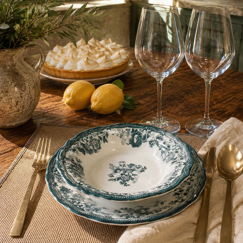 Faustine - Lot De 6 Assiettes Creuses - 22Cm - Grès - Vert