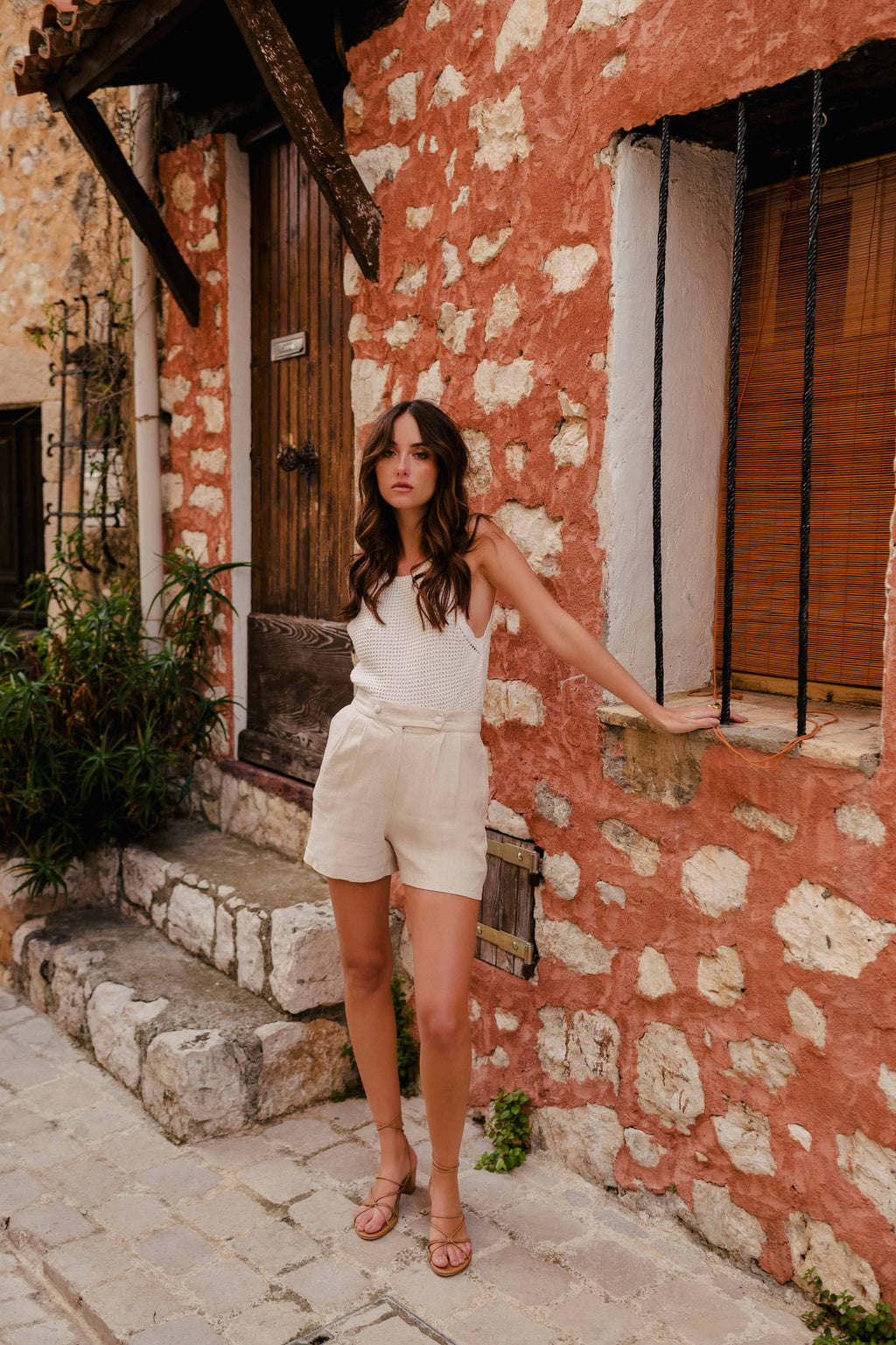 Short Léo Lin Viscosa Beige