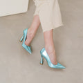 Escarpins Dabate Cuir Metallise - Turquoise