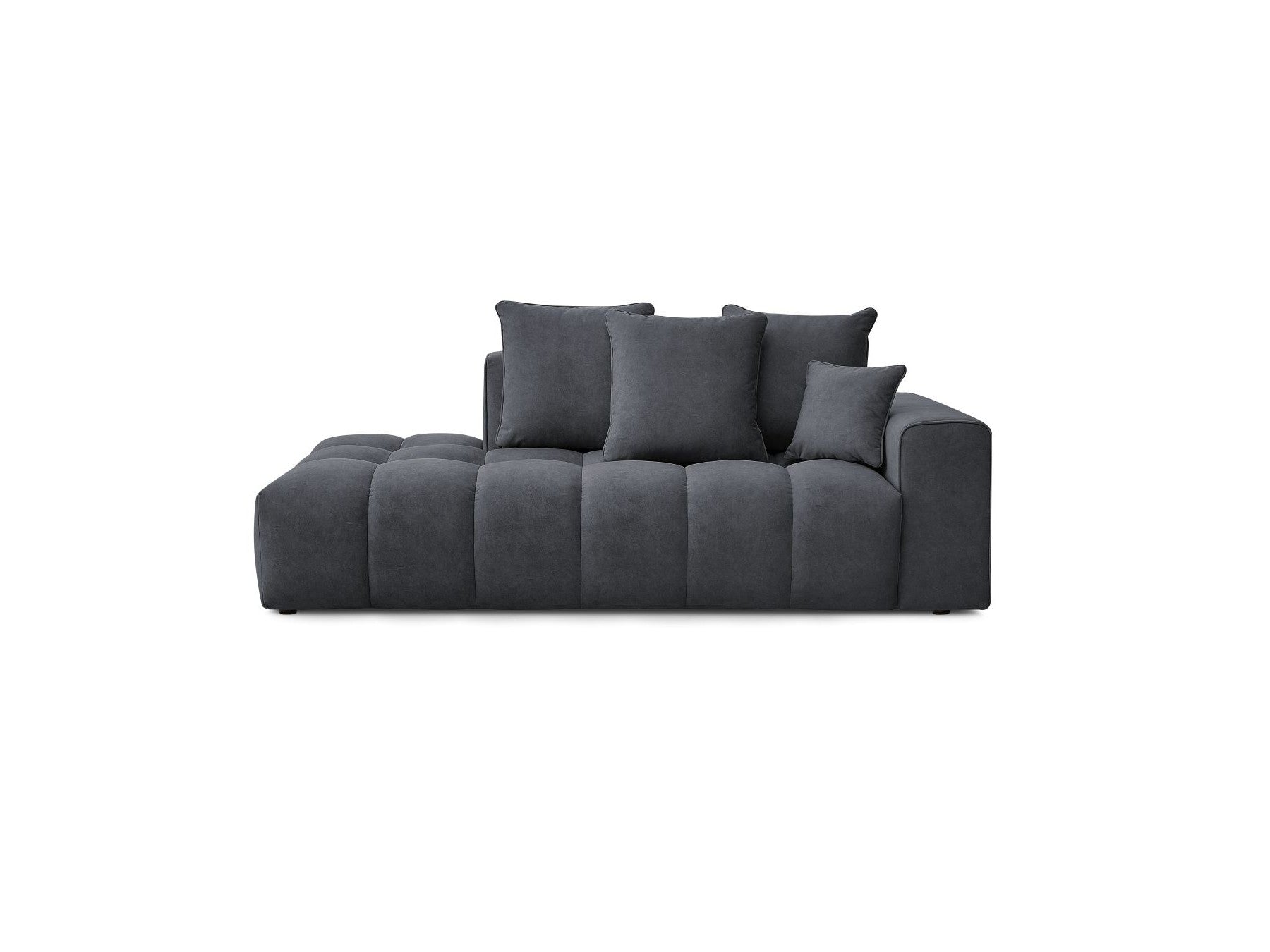 Sofá recto fijo ultrasuave - Mont-Blanco - Terciopelo - Reposabrazos derecho