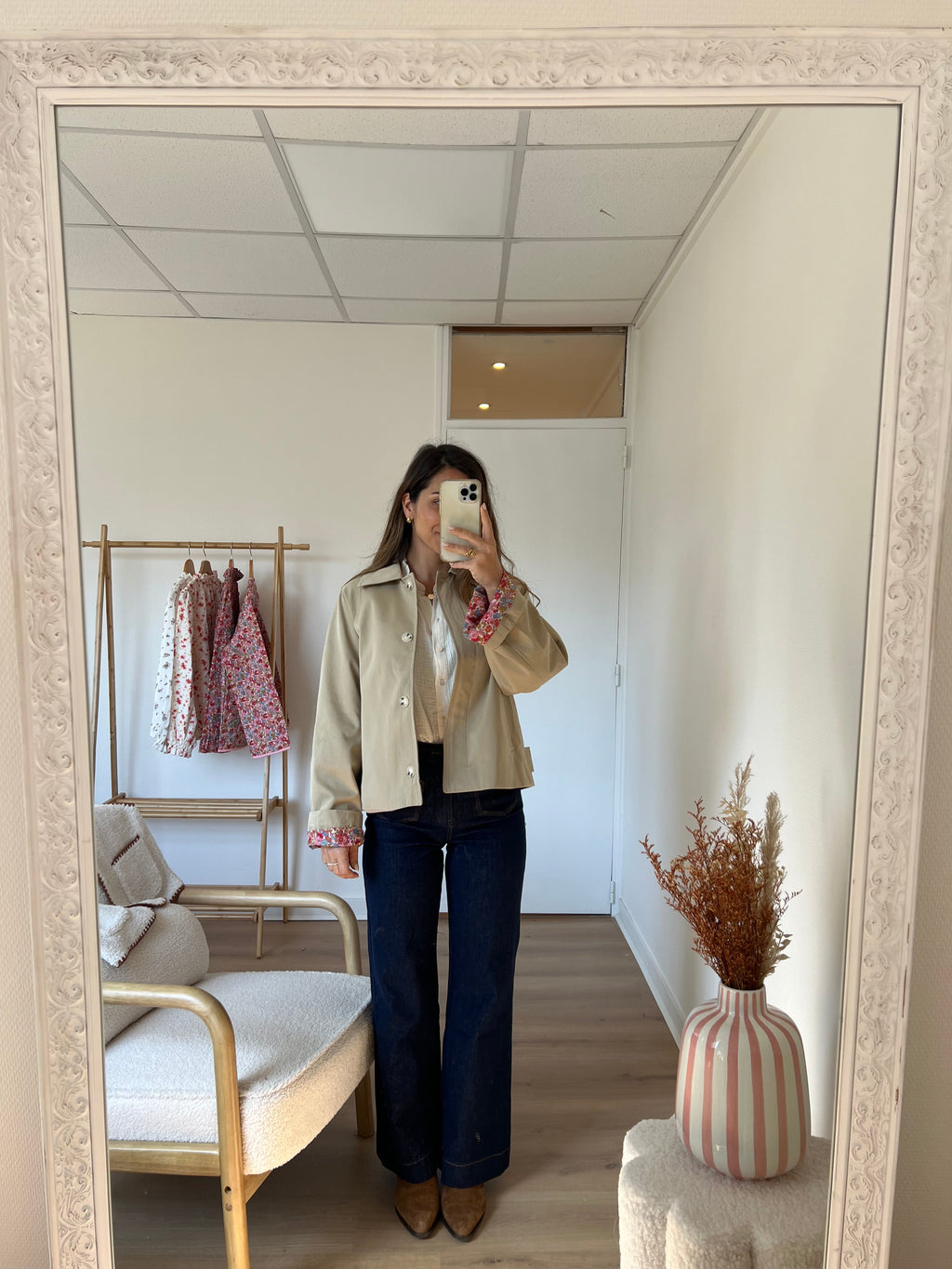 Gabardina Liberty de algodón beige Edith