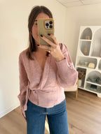 Pia Pink Wool And Mohair Bow Cardigan