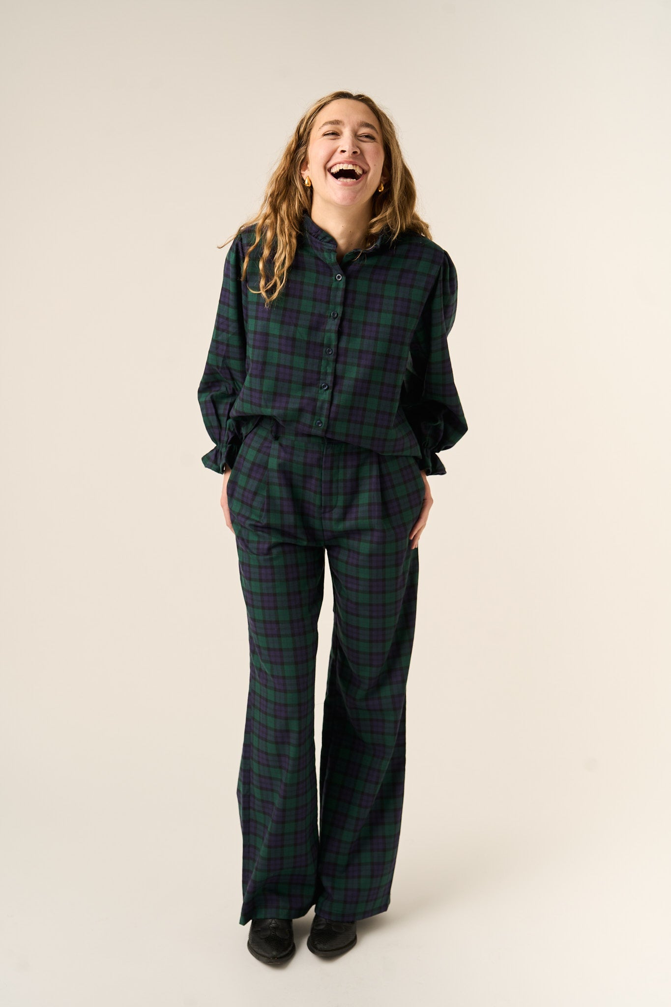 Pantalón Alia verde y azul marino