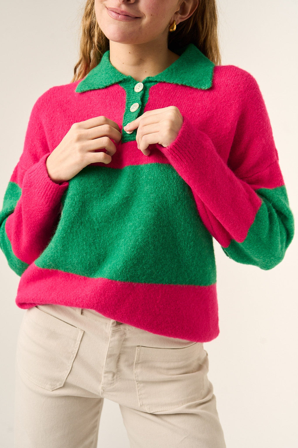 Jersey Paola Fucsia Y Verde