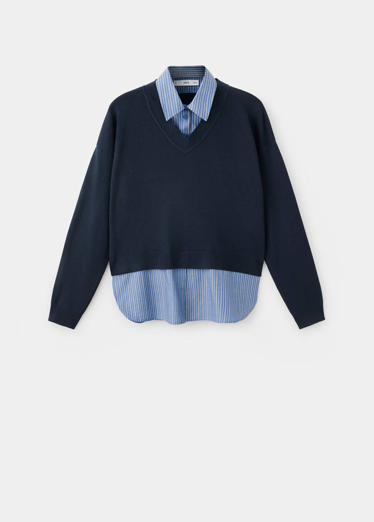 2-in-1-Pullover mit Bluseneinsatz
