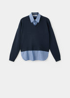 2-in-1-Pullover mit Bluseneinsatz