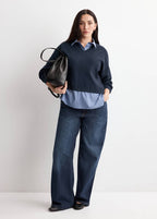 2-in-1-Pullover mit Bluseneinsatz