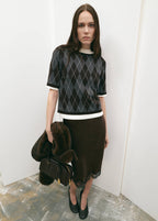 Pullover a rombi a maniche corte