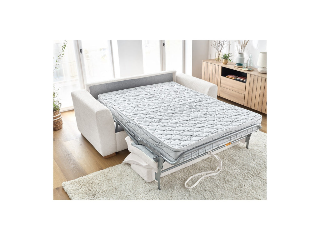 Augustin - Canapé Droit Convertible Ouverture Express - Tissu Bouclette - 160X200