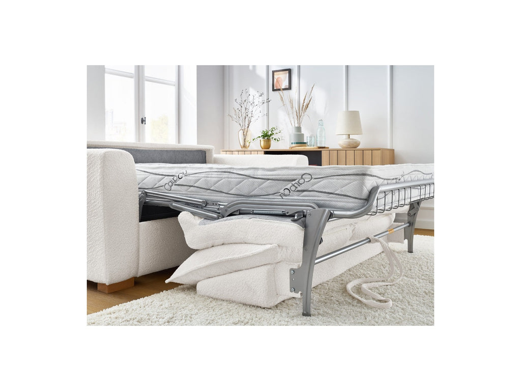 Augustin - Canapé Droit Convertible Ouverture Express - Tissu Bouclette - 160X200