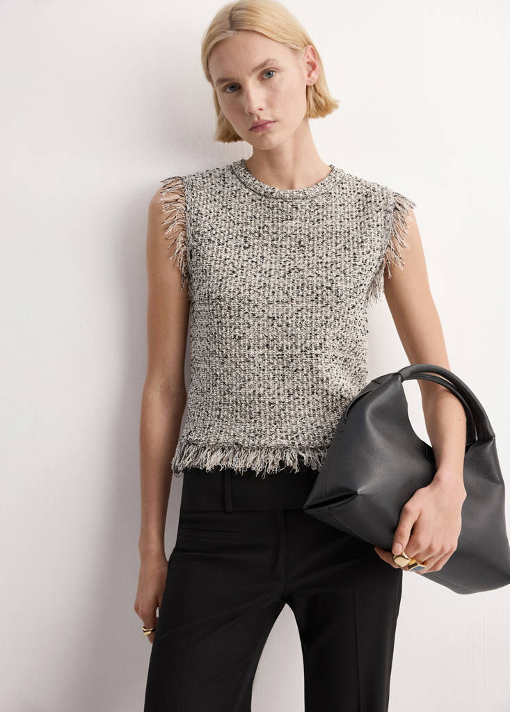 Top Tweed Finition À Franges