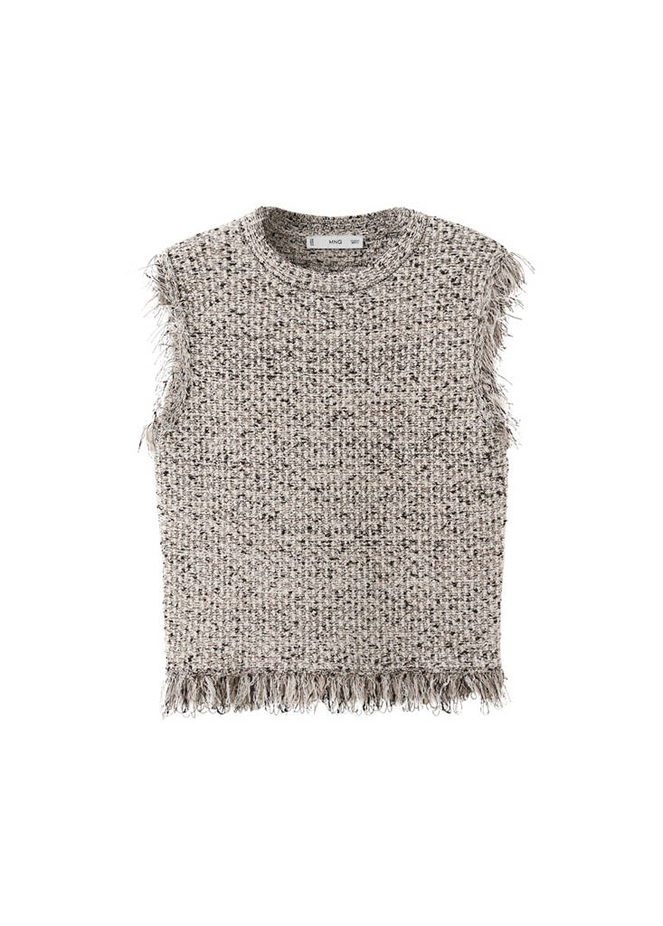 Top Tweed Finition À Franges