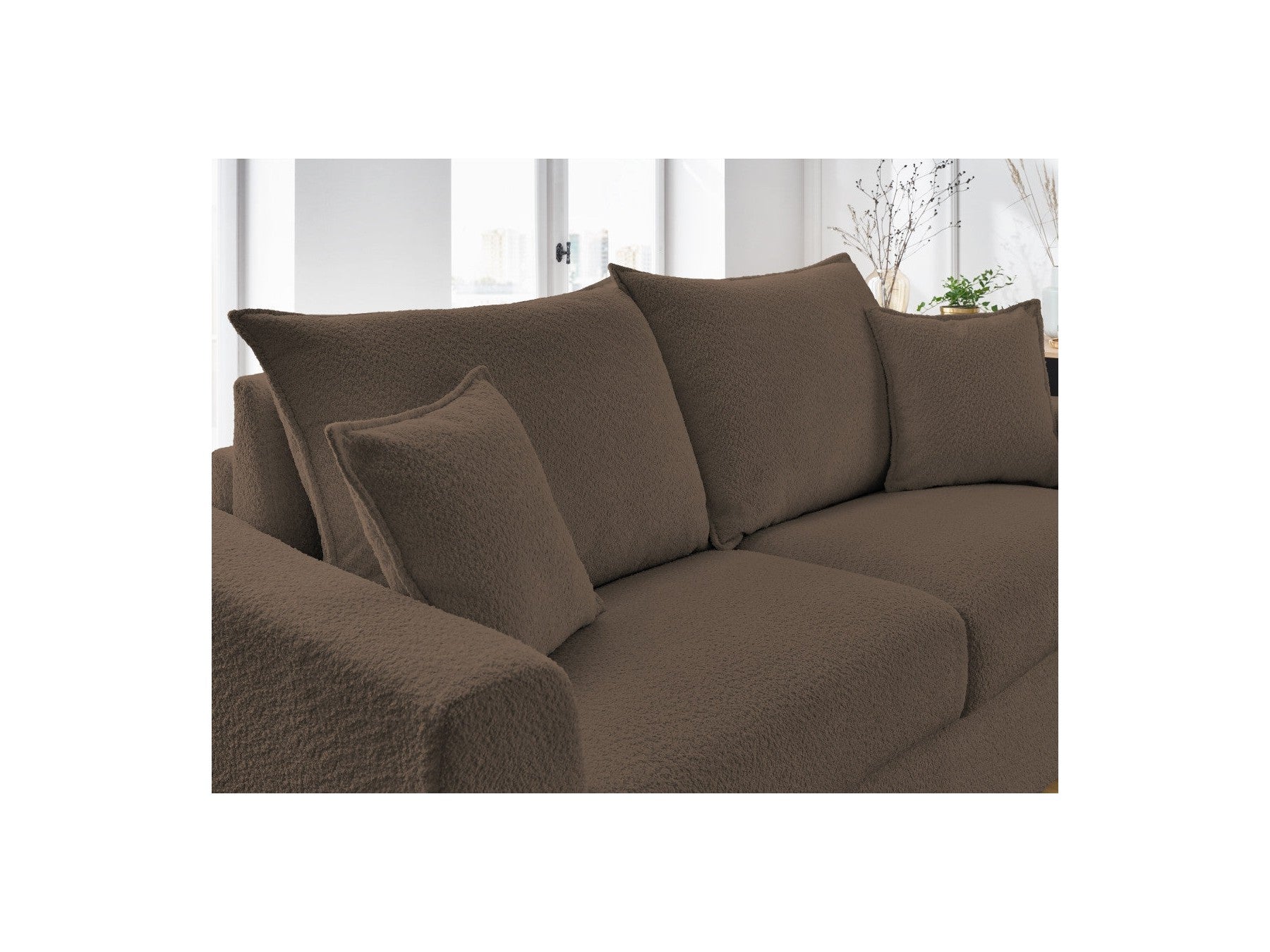 Augustin - Canapé Droit Convertible Ouverture Express - Tissu Bouclette - 160X200