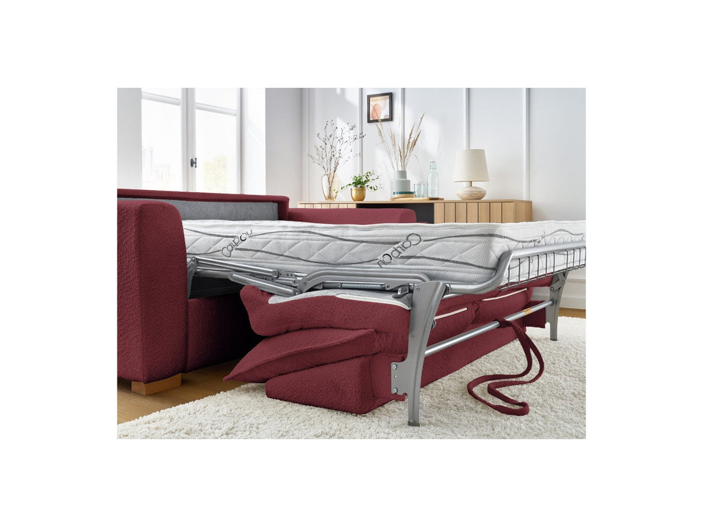 Augustin - Canapé Droit Convertible Ouverture Express - Tissu Bouclette - 160X200