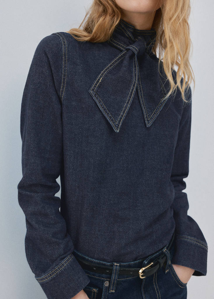 Denimskjorte med bindelukning