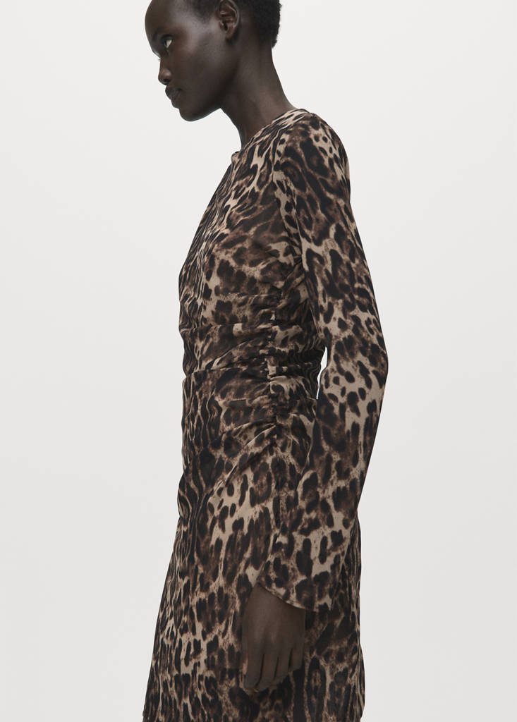 Robe Léopard Taille Froncée