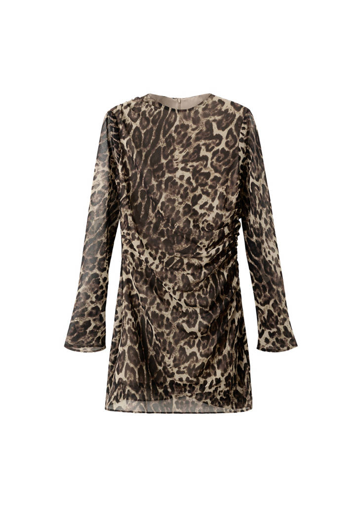 Robe Léopard Taille Froncée
