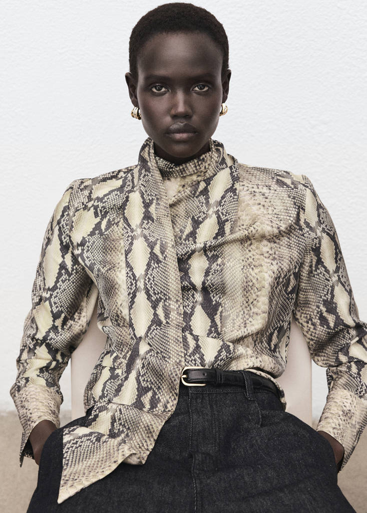 Schluppenbluse mit Animal-Print