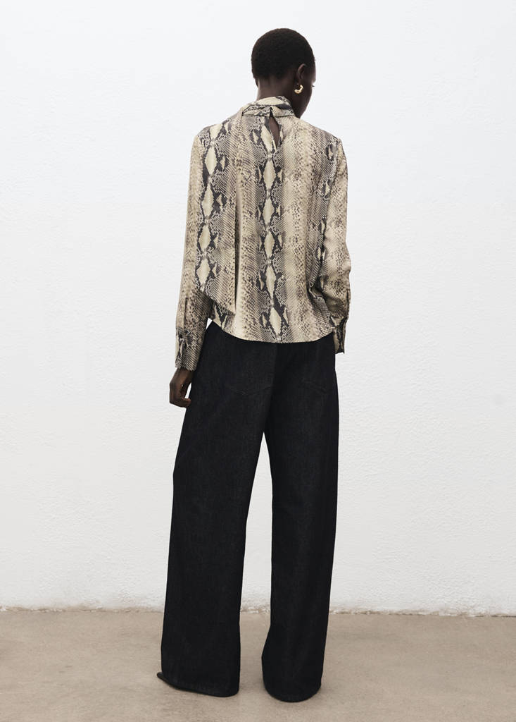 Schluppenbluse mit Animal-Print