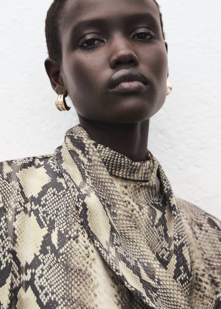 Schluppenbluse mit Animal-Print