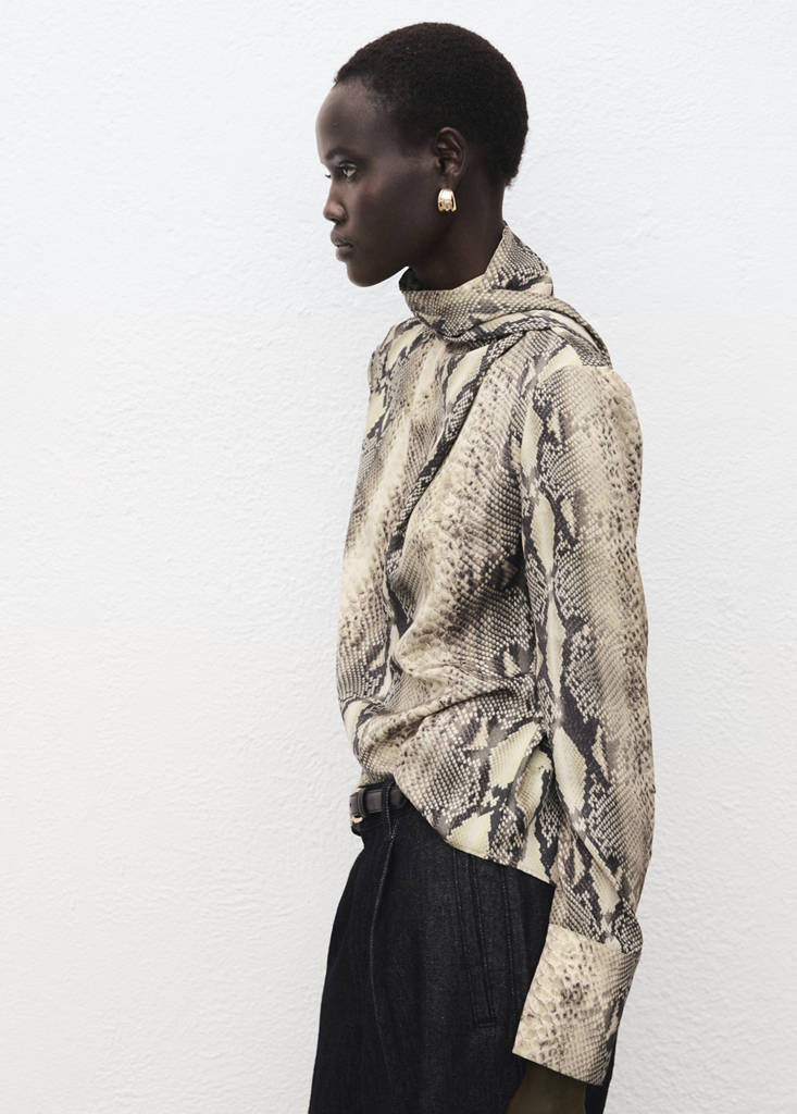Schluppenbluse mit Animal-Print