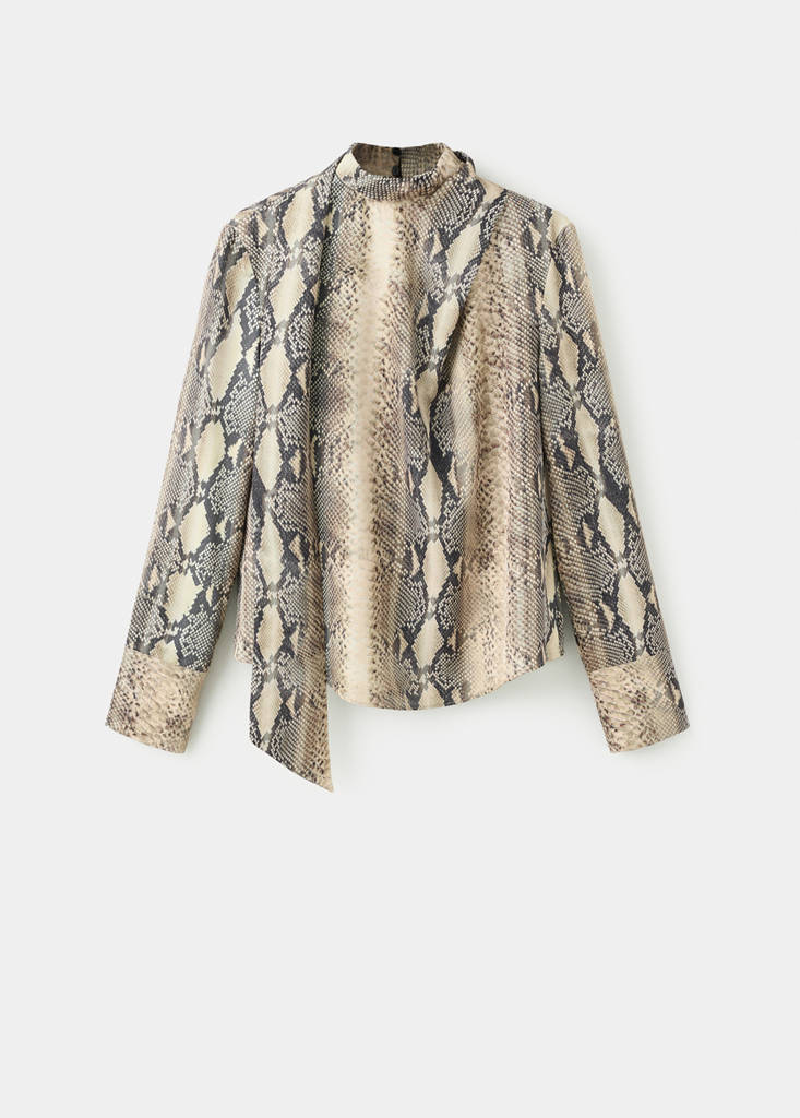 Schluppenbluse mit Animal-Print