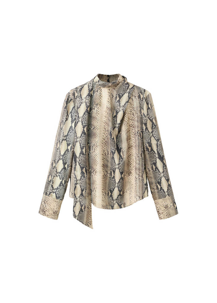 Schluppenbluse mit Animal-Print