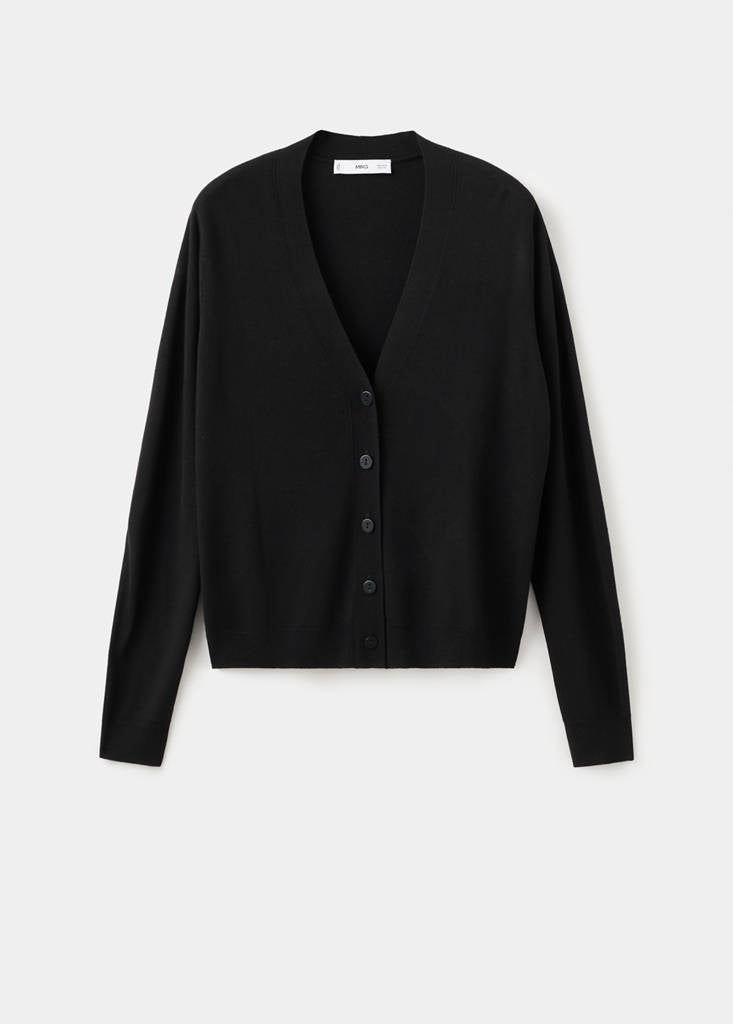 Strikket Cardigan Med V-Hals