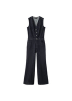 Tuta Lunga In Denim Con Bottoni