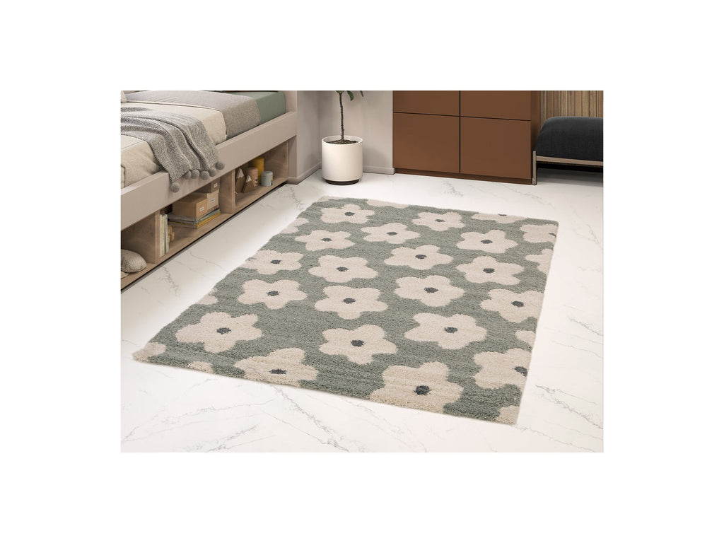 Suzy - Short-Pile Rug - Floral Pattern - Blue