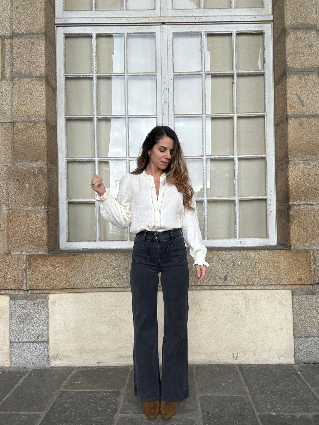 Ecru Double Gauze Blouse Lili