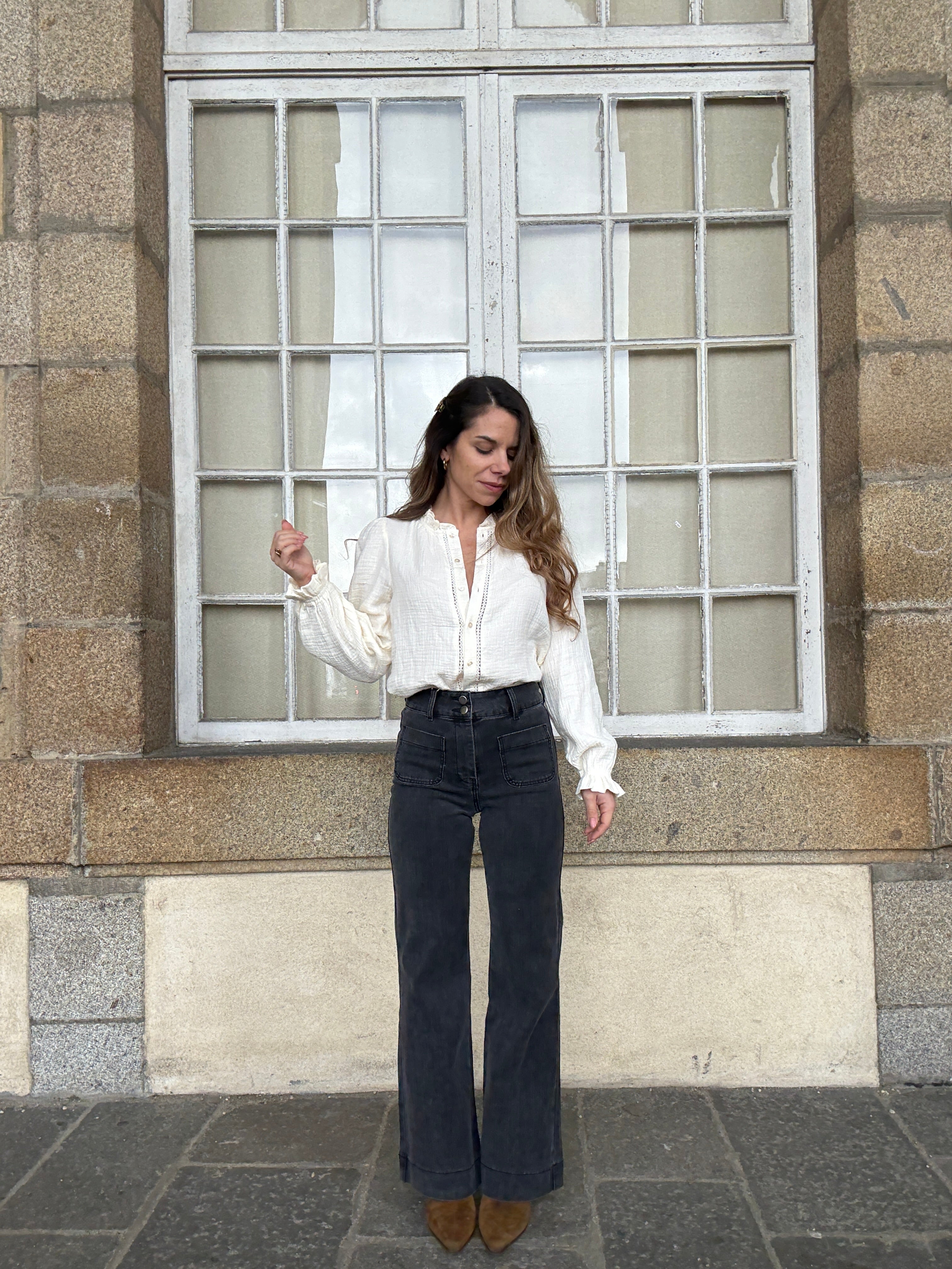 Ecru Double Gauze Blouse Lili