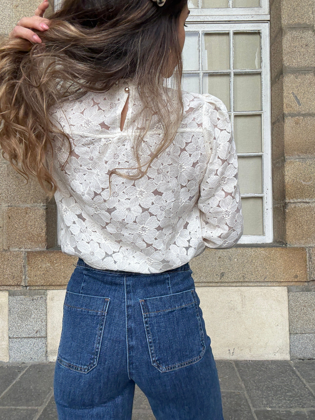 Blusa Alma Crudo De Encaje