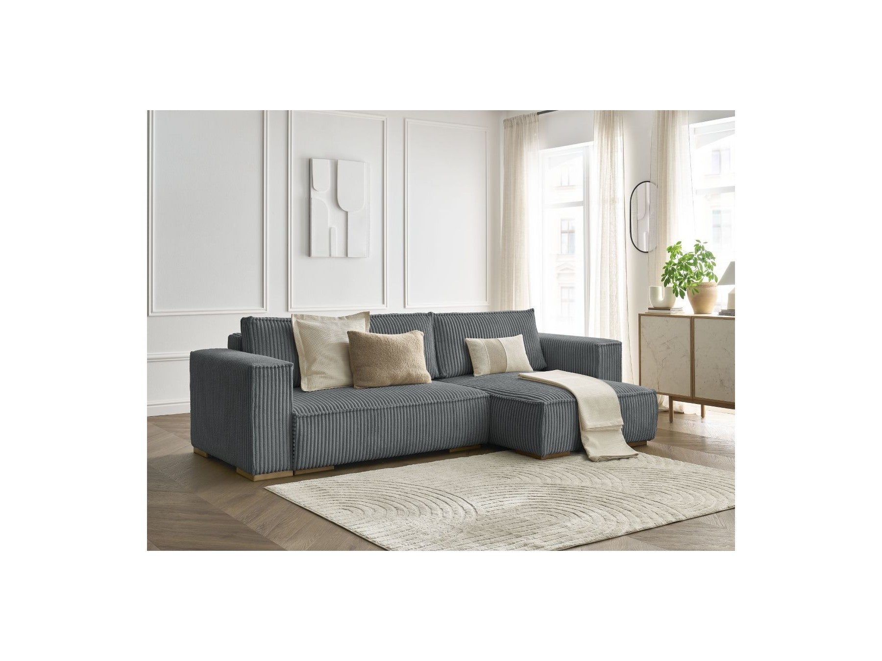 Chelsea - Reversible Corner Sofa Bed with Storage - Soft Wide-Rib Corduroy