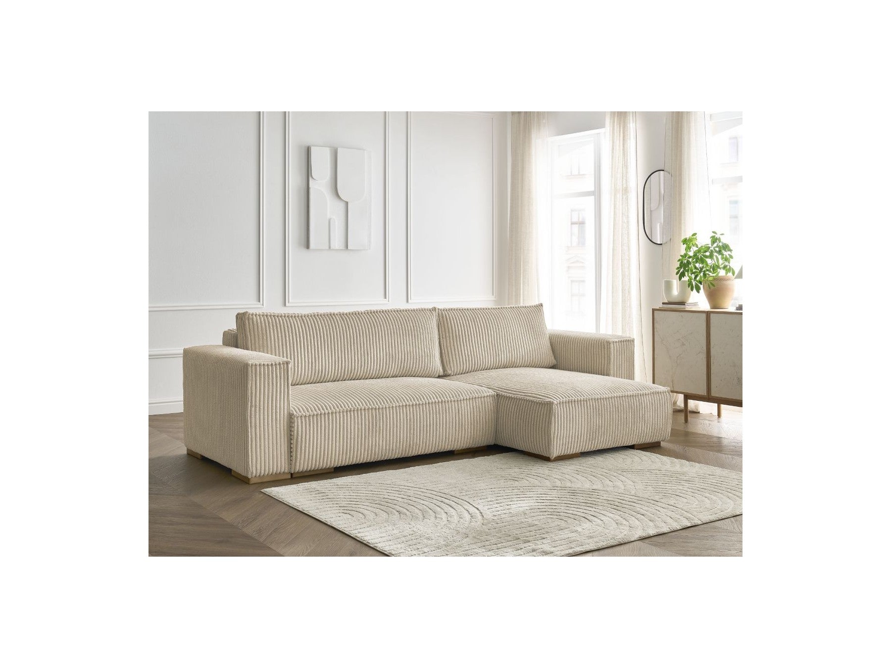Chelsea - Reversible Corner Sofa Bed with Storage - Soft Wide-Rib Corduroy