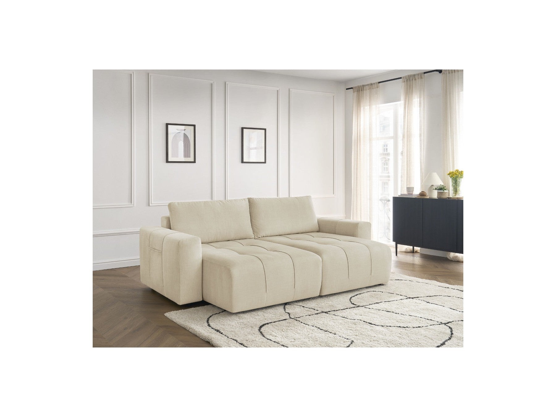 Arsene - Fixed Straight 4-Seater Sofa - Deep Seat - Velvet Fabric