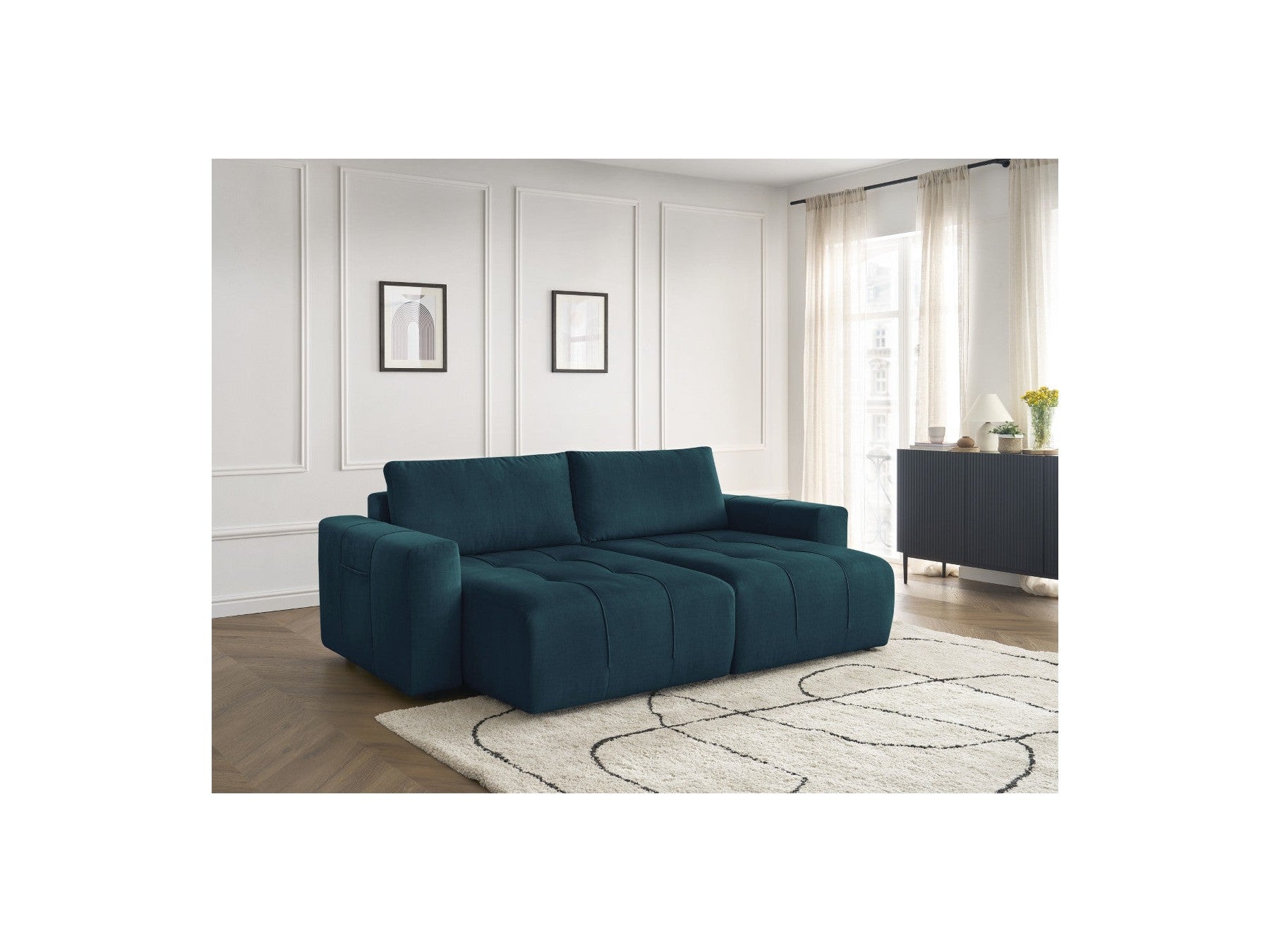 Arsene - Fixed Straight 4-Seater Sofa - Deep Seat - Velvet Fabric