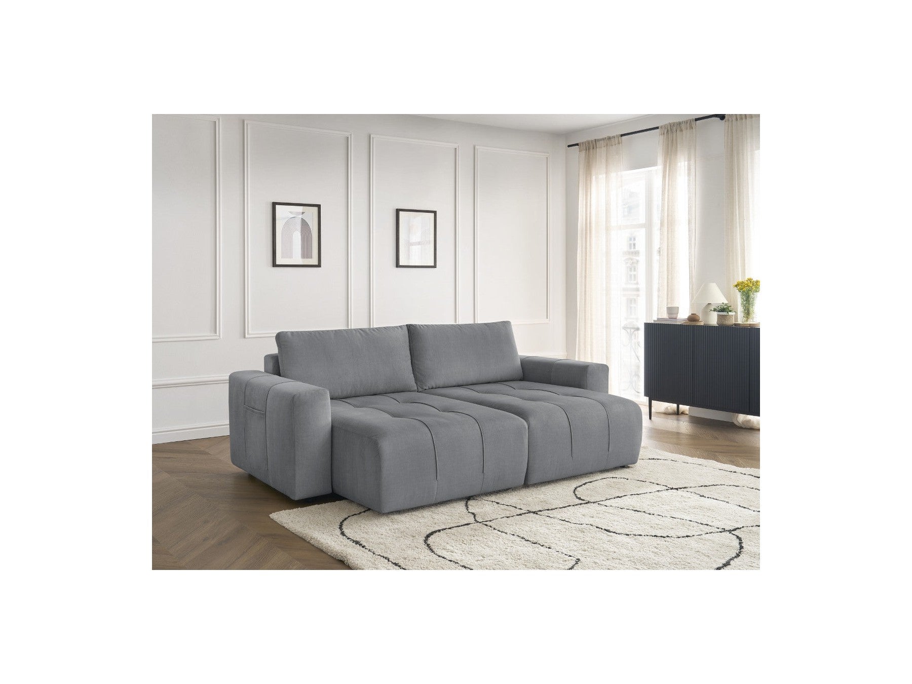 Arsene - Fixed Straight 4-Seater Sofa - Deep Seat - Velvet Fabric
