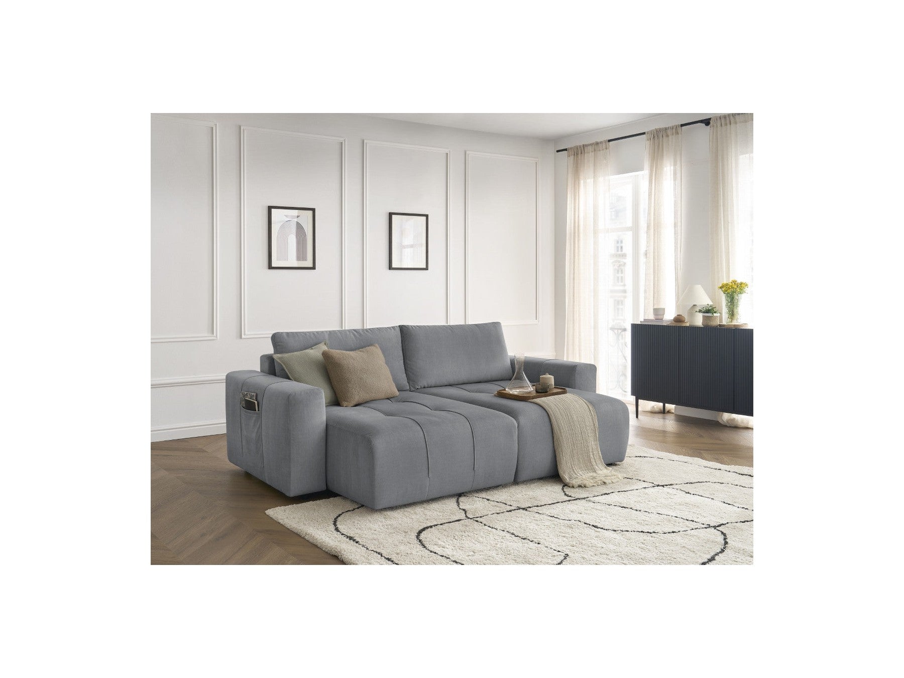 Arsene - Fixed Straight 4-Seater Sofa - Deep Seat - Velvet Fabric
