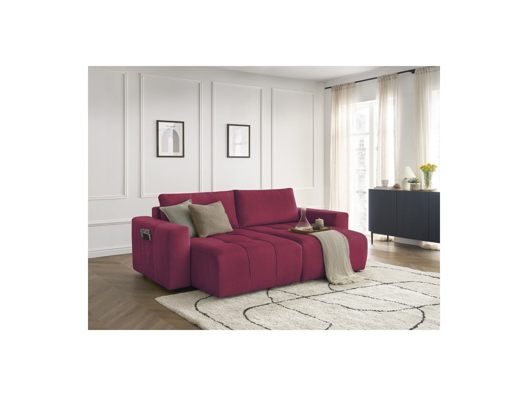 Arsene - Fixed Straight 4-Seater Sofa - Deep Seat - Velvet Fabric