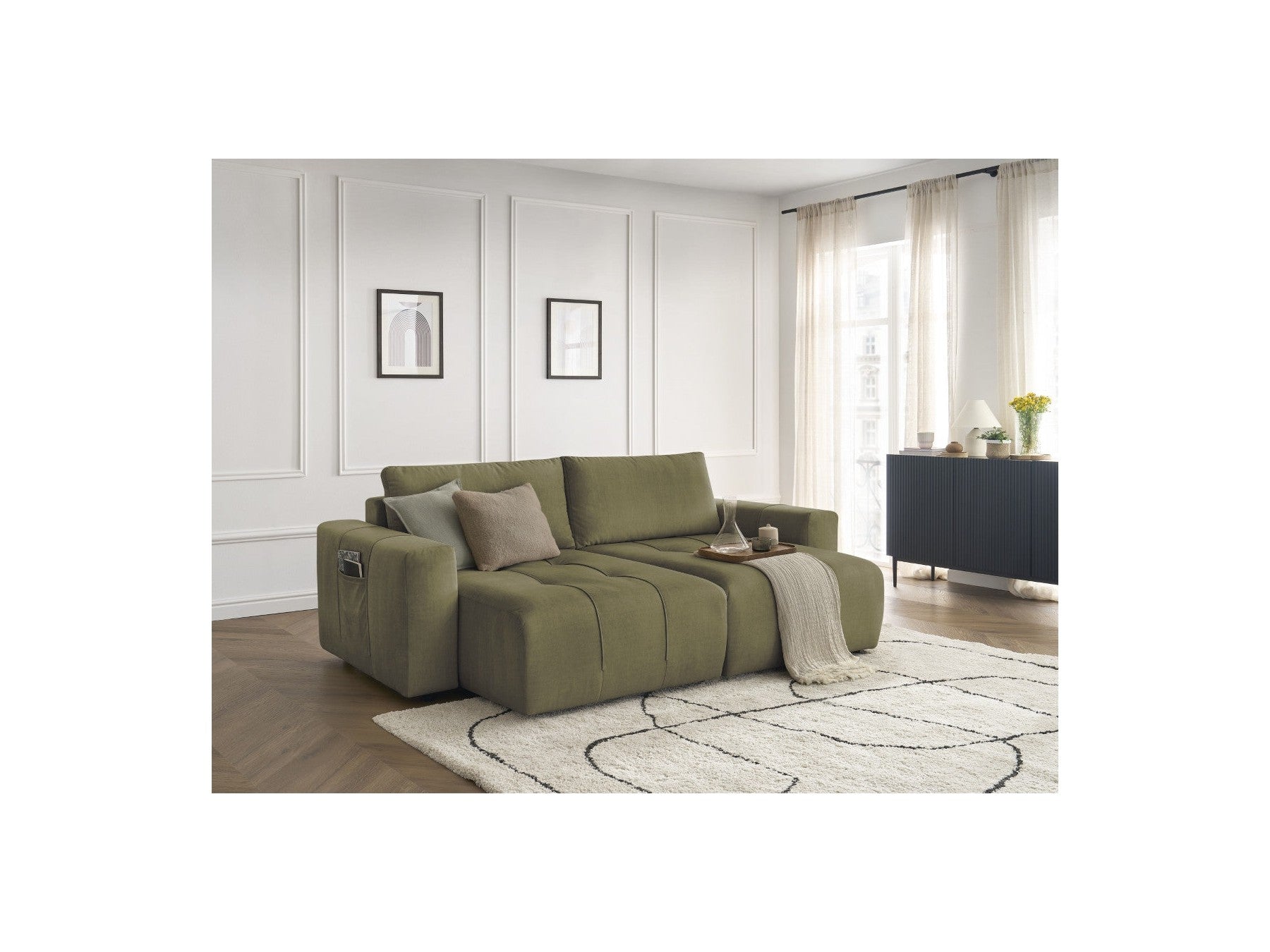 Arsene - Fixed Straight 4-Seater Sofa - Deep Seat - Velvet Fabric