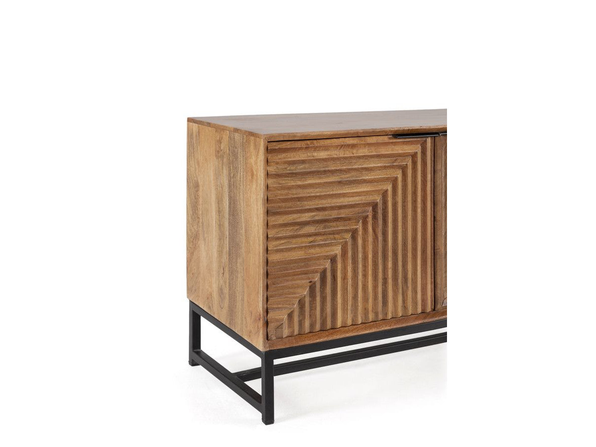 Naomie - Mueble de TV 4 puertas 160 cm de madera maciza de acacia