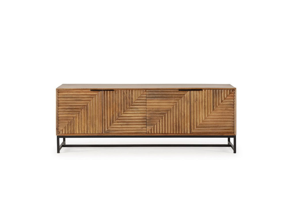 Naomie - Mueble de TV 4 puertas 160 cm de madera maciza de acacia