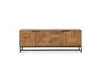 Naomie - Mueble de TV 4 puertas 160 cm de madera maciza de acacia