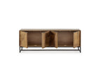 Naomie - Mueble de TV 4 puertas 160 cm de madera maciza de acacia