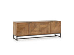 Naomie - Mueble de TV 4 puertas 160 cm de madera maciza de acacia
