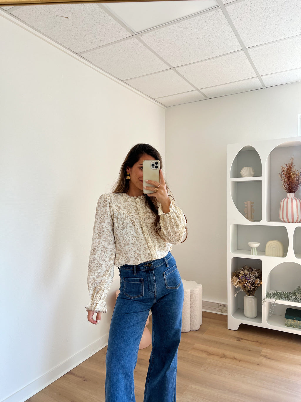 Blouse Fleurie Amélia Beige