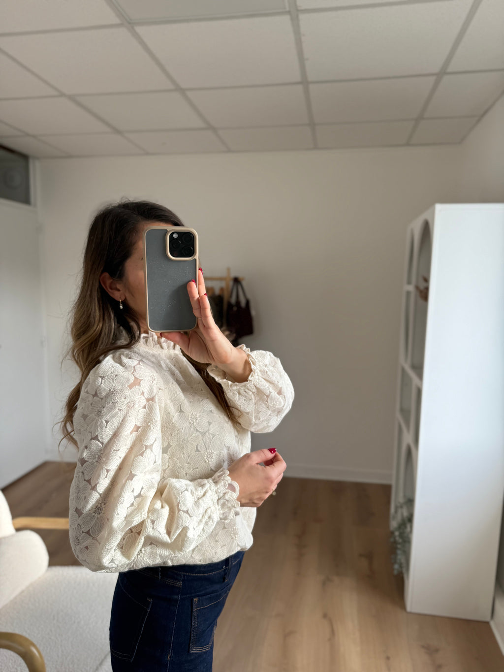 Blusa Alma Crudo De Encaje
